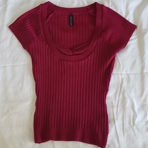 Plum colored short sleeve sweater